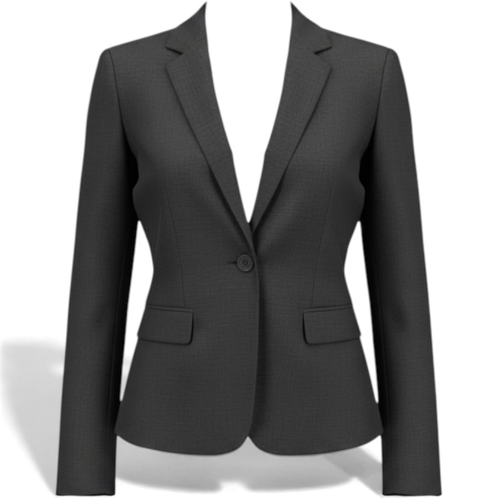 BOSS Blazer Womens 14 Jilina Dark Gray Single Button Tailored EUC